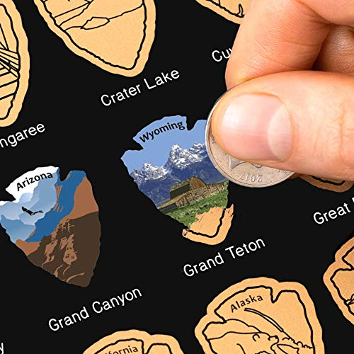 Poster zum Rubbeln der Vereinigten Staaten von Nationalparks [alle 63 Parks] inklusive Wildtiere, US-Reisekarten-Druck, USA-Geschenk für Reisende, Roadtrip, Abenteuer-Tagebuch, passend für 40,6 x 50,8