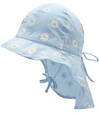 maximo Mädchen Nackenschutz Sonnenhut, weiß/Cerulean, 49