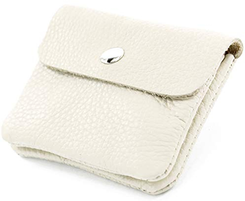 modamoda de P09 Damen Münzgeldbörse Geldbörse Portemonnaie Klein Leder Made in Italy P09, Farbe:Creme
