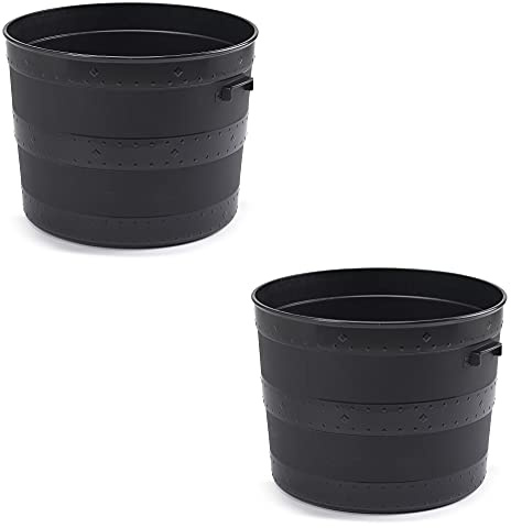2x Blacksmith 60L/50cm Plastic Planter Plant Pot Tub Garden Patio Out Or Indoor Barrel Flower Pot