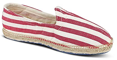 weltenmann Corralejo – Espadrillas Slip-on a Colore a Strisce Larghe in Cotone con Borsa di Stoffa, 41-46, Handmade in Spain