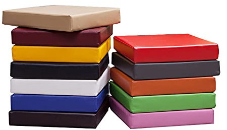 Wasserdichtes Sitzkissen für Gartenstuhl, dick gepolstert, Kunstleder, für draußen, Sitzpolster für Terrasse, Küche, Esszimmerstuhl, Sitzpolster, gelb, 40 x 40 x 5 cm