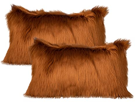 LIGICKY Kunstfell Kissenbezug Einfarbig Plüsch Weich Künstlich Pelz Throw Kopfkissenbezug Kissenhülle Dekorative Rechteck Kissen Dekokissen für Sofa Schlafzimmer Auto, 30 x 50 cm Weiß