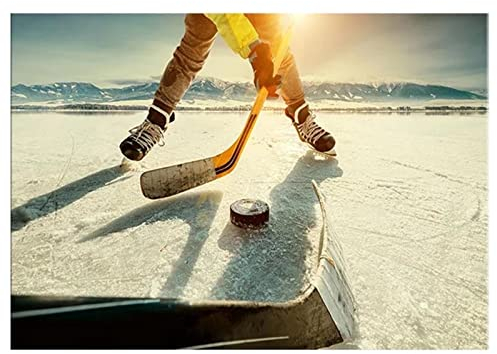 5D Diamond Painting, Eishockey-Landschaft 20x30cm DIY 5D Diamant Painting Bilder Kinder Erwachsene groß, Diamond Painting Set Diamant Malerei Kits Mosaikherstellung für Home Wand Décor Geschenk