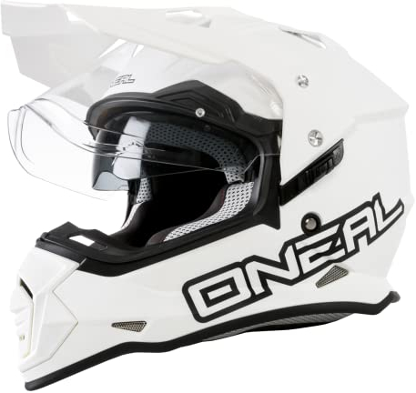 O'NEAL | Motorradhelm | Enduro Motorrad | Ventilationsöffnungen für maximalen Luftstrom & Kühlung, ABS-Schale | Sierra Helmet Flat V.23 | Erwachsene | Weiß | Größe L