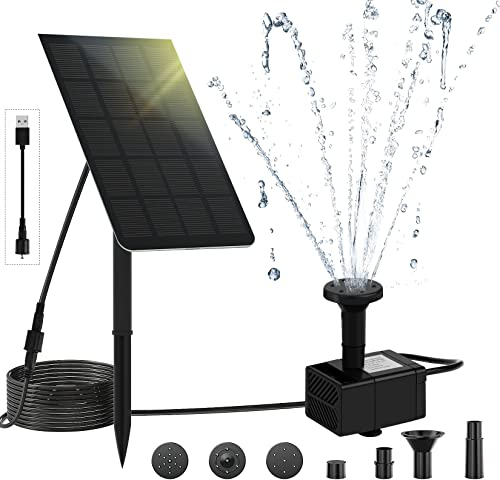 LEDBOKLI 2.5W Fontaine Solaire Pompe, USB Fontaine Bassin 200 L/H 7 Différents Types d'eau, Fontaine Flottante Pompe Bassin Solaire pour Exterieur, Jardin, DÉtang, Bain d'Oiseaux, Piscine, Gardin