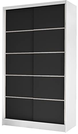 Mirjan24 Kleiderschrank Camtalo IV, Schwebetürenschrank, Garderobenschrank mit Kleiderstange und Einlegeboden, Schlafzimmerschrank (weiß/schwarz)