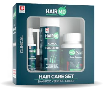 HairMD Post-Transplant Hair Set - 1-Month Repair Treatment with Repair Shampoo, Serum, Multivitamins - Advanced Hair Care Products with Biotin, Keratin, Collagen