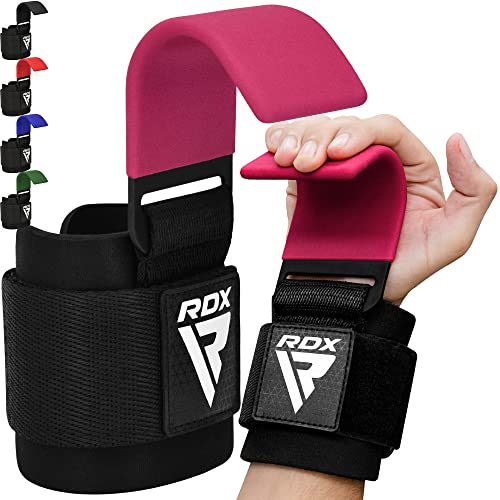 RDX Zughilfen Haken Krafttraining, 8mm Gepolstert Handgelenkschutz, Profi Bodybuilding Gewichtheben Griff, Fitness Powerlifting Weight Lifting Hook, Männer Frauen Rutschfest Grip, Kreuzheben klimmzug