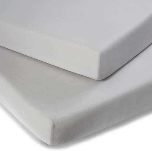 Clair de Lune | Micro-Fresh® 2 Pack Grey Fitted Cot Bed Sheets | 137 x 67 cm | 100% Cotton Universal Elasticated Fit