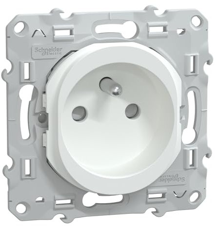 Schneider Electric - Ovalis - prise de courant à puits 2P+T 16A - bornes automatiques - Blanc - S320059