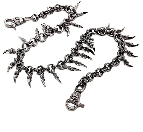 Uniqsum Sharp Talon wallet chain Swivel Trigger snap Biker Punk Key Jean Claw chain, Gun-metal, One size