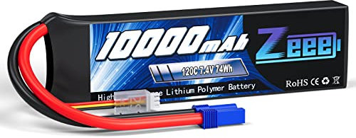 Zeee 2S Lipo Battery 10000mAh 7.4V 120C RC Battery with EC5 Plug for RC Vehicles Car RC Buggy Truggy RC Airplane UAV Drone FPV