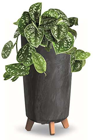 Blumentopf mit Füßen HOH Pflanzkübe D 24 cm Anthrazit Kunststoff Töpfe Beton Optik Übertöpfe