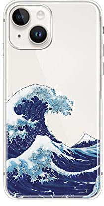 FancyCase für iPhone 14 Hülle (6,1 Zoll) - Cooles Ozeanwellen Design Retro Landschaft Strand Muster Flexible TPU Schutzhülle Klar Hülle Kompatibel mit iPhone 14 (Big Wave)