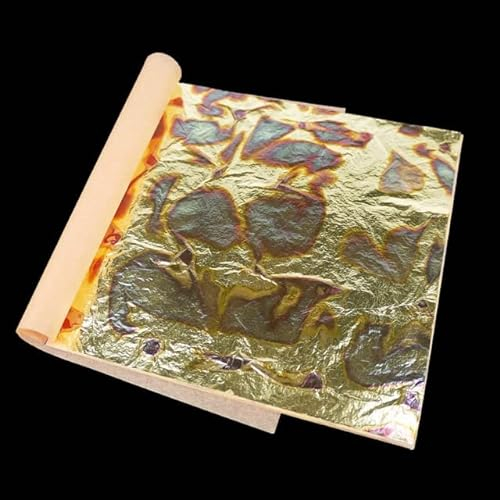 LUNYY DIY 50 Blatt EIN Heft 14 x 14 cm buntes buntes Blattgold Fossil zum Vergolden mit Möbeln Beauty Nail Decoration