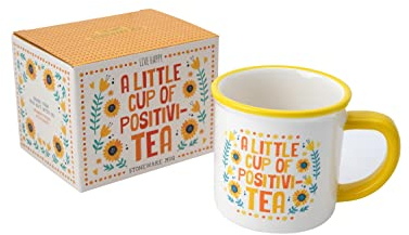 CGB Giftware A Cup of Positivi-Tea Stoneware Mug | Yellow | Gift Box | Kitchen Accessory | Gift for Her | Live Happy GB06926