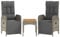 vidaXL 2X Garten-Relaxstühle mit Tisch Outdoor Relaxstuhl Set Sitzgruppe Gartenset Rattanmöbel Gartenmöbel Gartensessel Grau Polyrattan