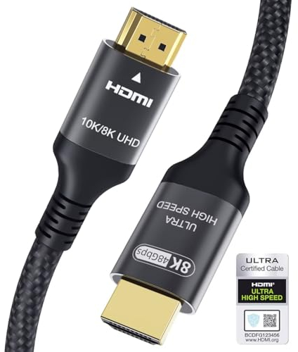 Adauxter 10K 8K HDMI 2.1 Kabel 4M, Zertifiziert 48Gbps Ultra High Speed HDMI Kabel mit Ethernet 4K 240Hz 165Hz 144Hz 120Hz 8K 60Hz eARC HDCP2.3 HDR10+ PC Laptop TV Monitor Projektor PS5 X-Box