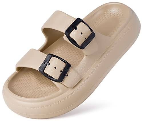 Gaatpot Ciabatta da Mare Ragazzi Ciabatte da Bagno Sandali Ragazze Estive con Suola Antiscivolo Scarpe da Spiaggia Piscina Pantofole Cachi 31/32 EU