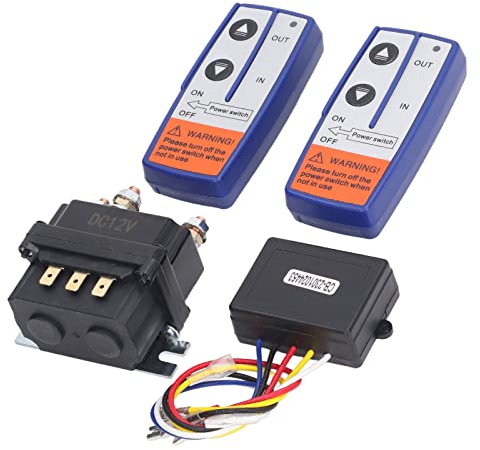 Combo 12 Volt Kabelloses Seilwinden-Fernbedienungs-Set, 250 A 30 W Seilwinden-Magnetschütz-Relais mit Fernbedienung, Relais-Schützschalter für ATV-UTV-Winden, Industriefahrzeuge