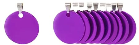 NanTun Runde Aluminium-Erkennungsmarken, DIY gravierte Katzen-/Hundemarken, personalisierte Haustier-Identitäts-Namensschilder, leere Hundemarke zum Selbermachen, Durchmesser 3 cm, lila, 30 Stück