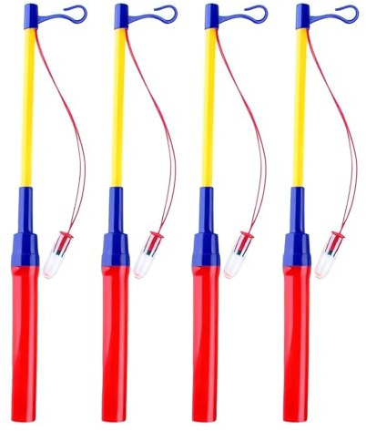 Zempertoopa 4 Stück Laternenstab mit LED für St Martin, 40 cm LED Elektronischer Laternenstab, Laternenstab für Kinderpartys, Kostümpartys, Kindergarten, Halloween, Weihnachten und Neujahr