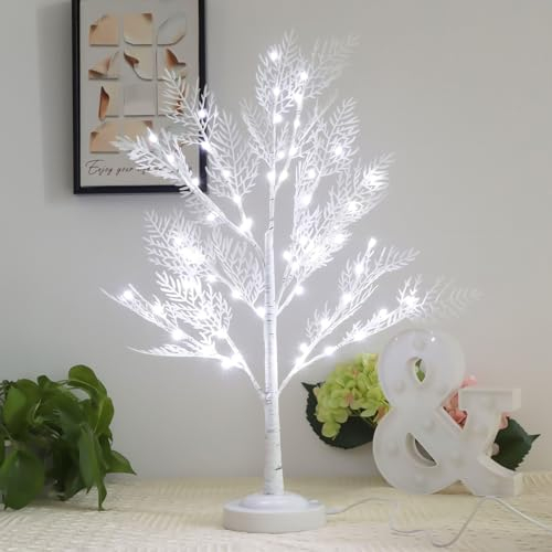 ACAREY Weihnachtsdeko LED Baum Licht mit 60 LEDs, Lichterbaum Für Innen Weihnachten Baum Deko Bäumchen Lichterbaum Für Weihnachtsdeko Innendeko Tisch Weihnachtsdeko Zum Aufhängen (Weiß)