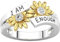 Ich bin Enough Ring, I Am Enough inspirierter Legierungsring, offener Ring, verstellbarer offener Solarring, modische Sonnenblumenringe für Frauen und Mädchen