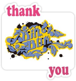 Hip-Hop Rock and Roll Bin Box Pattern Thank You Stickers Quote Grateful