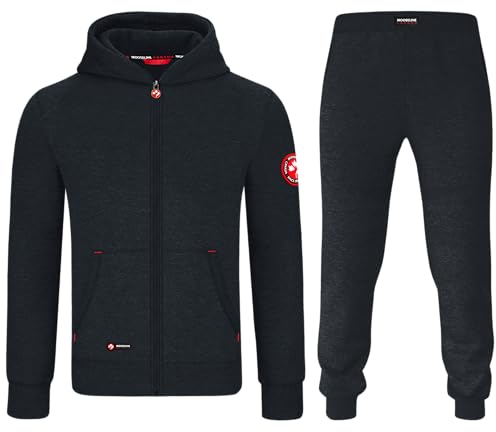 MOOSELINE Herren Jogginganzug Trainingsanzug Sportanzug mit Classic Red Patch (2XL, Schwarz)