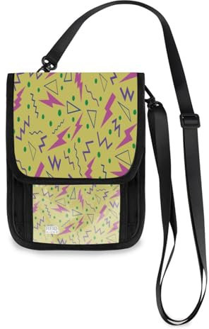 Kcldeci Portefeuilles de voyage pour téléphone, sacs à bandoulière, rose fluo, boulon éclaircissant, zigzag, pochette de voyage pour passeport pour femmes et hommes, multicolore, Taille unique,