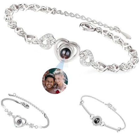 PRIVATEDIY Custom Photo Bracelet with Picture Inside,Projection Picture Bracelet,Gifts Memorial for Women/Men/Family/Friend/Loved,Own Matching (9 Style Bracelets)