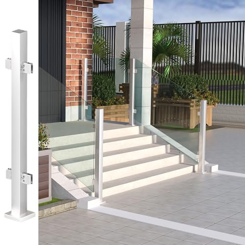 Ringhiera in Vetro Palo della Balaustra di ringhiere quadrate a vetri in acciaio inossidabile con morsetto - Pali per ringhiera in vetro per balaustra, piscina, giardino, interno, esterno