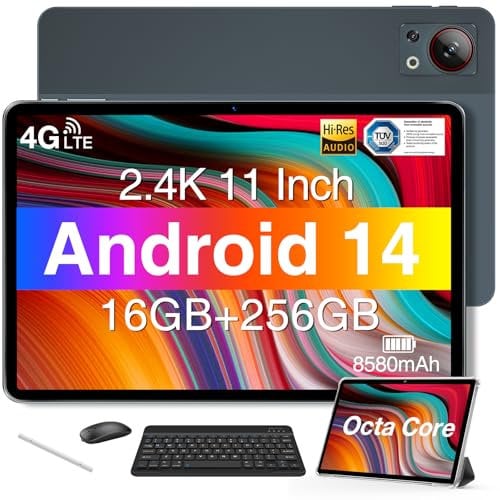DOOGEE T30S 2025 Newest 11 Inch Tablet With Keyboard, 16GB+256GB/1TB, Octa-Core, 8580mAh, Android 14 Tablet With SIM Card Slot, Widevine L1, Bluetooth 5.0, 5G WiFi, Tablets with Pen, Mouse & Case-Gray