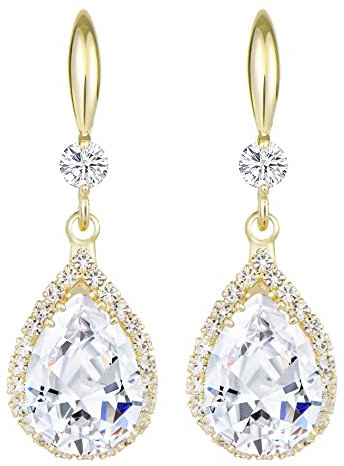 Linawe Ohrringe Gold, Tropfen Ohrringe Hängend, Goldene Ohrringe Damen, Kristall Schmuck Ohrhänger, Diamant Ohrringe Vergoldet Ohrringe Tropfen, Ohrringe Hochzeit