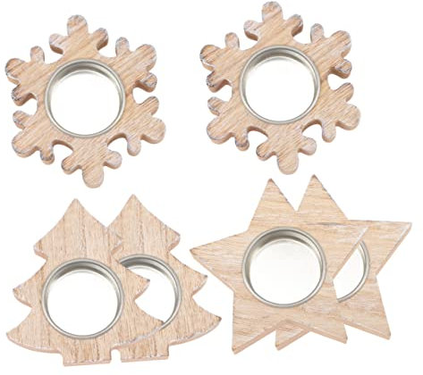 Cabilock 12 Pièces Chandelier bougeoir Sapin de Noel Porte-Bougie Chauffe-Plat étoile décorations d'arbre de Noël Décor de Table Bougies Fournitures de noël décorations de Table de noël MDF