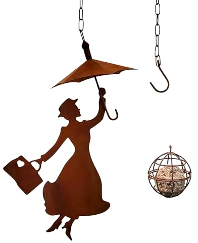 Meisenknödelhalter mit Dach - Knödelhalter für Wildvögel - Vögel füttern ohne Netz - Gartendeko Edelrost - Meisenknödelhalter Metall - Futterstation