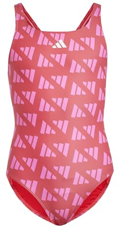 Adidas Mädchen Logo Graphic V-Back Swimsuit Kids, Semi Lucid Red/Lucid Pink, 4-5 Years