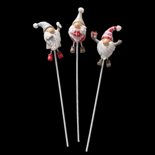 ReWu Blumentopfstecker Weihnachtsmann Fiete - Blumenstecker Gartenstecker Beetstecker Weihnachtlich Hanbemalt Zufällige Auswahl Weihnachten Dekoration - 1 Stück