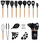 HOUSSE CO.® 52-teiliges, umfassendste Küchenutensilien-Set aus Silikon mit BPA-freien, FDA-zugelassenen, hitzebeständigen Holzgriffen. Alle wichtigen Utensilien, darunter Reibe, Pizzaschneider usw.