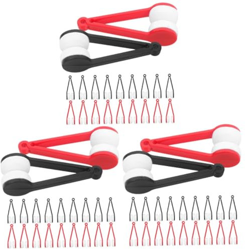 FRCOLOR 3sets Eyeglass Cleaner Tool Mini Brush for Lens Portable Cleaning Brush Cleaner Wipes 20pcs*3