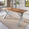 trelevo Esszimmertisch 200x100 cm, Mangoholz massiv, Tischplatte Natur/rau, echte Baumkante, X-Gestell Silber, Baumkantentisch