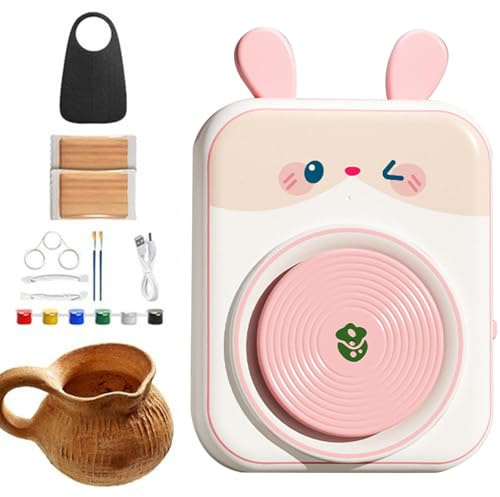 Töpfer Disc für Kinder, Keramikplatte für Kinder, elektrisches Spielzeug, Keramikplatte | TOPFERSET Anfänger, Kaninchenchip- für Kunst und Handwerk, solider Kunstzugriff, bemalt