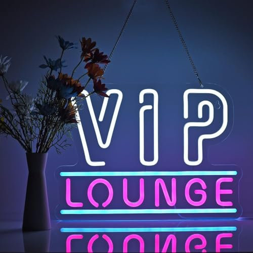Vip Lounge LED-Neonschilder zur Wanddekoration Neon-Wandkunst Acryl-LED-Leuchten mit Hängekette Leuchtende Schilder zur Dekoration von Schlafzimmern Männerhöhlen Bars Pubs 5V USB
