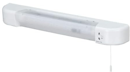 firstchoicelighting Bathroom LED Shaver Light, Modern Chrome Design, Pull Cord On Off Switch, Dual Voltage, Includes LED S15 Bulb