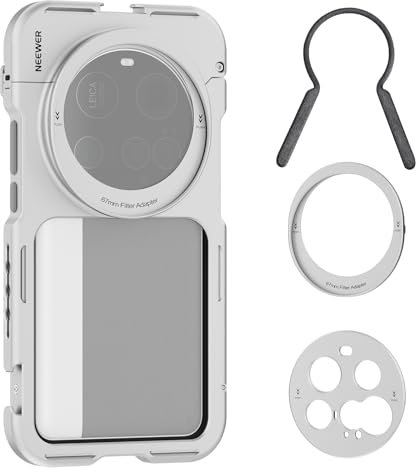 NEEWER 15 Ultra Cage, Stabilizzatore Telefono a Sgancio Rapido Compatibile con Xiaomi 15 Ultra con Adattatore Filtro 67mm/ Backplate Lente 17mm, Video Rig Case per Registrazione Riprese, PA091 Argento