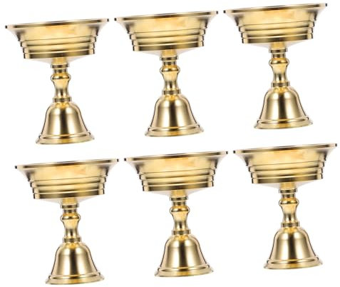 HAMPPLIES 6 Stück Leuchter ersatzteile raumdeko candygraber partydekoration kerzenständer taufkerze kerzenbrett hängend Ghee Lampendochtständer Dochthalter Butterlampenfassung Messing Golden