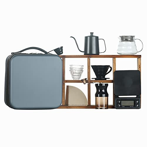 Pour Over Coffee Maker Set - Stainless Steel Gooseneck Kettle, Coffee Grinder, V60 Dripper, Brewer, Filters, and Travel Bag Coffee Accessories