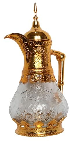 Gcljlmy Cafetera de estilo árabe con aislamiento, práctica tetera de 1600 ml para el hogar, tetera de zumo para vacaciones, color dorado